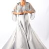 Long dress in pearl grey satin